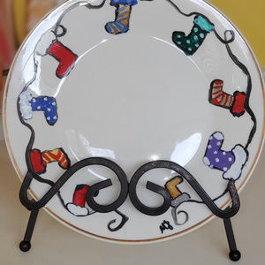 Hand Painted Holiday Plates Set of 4